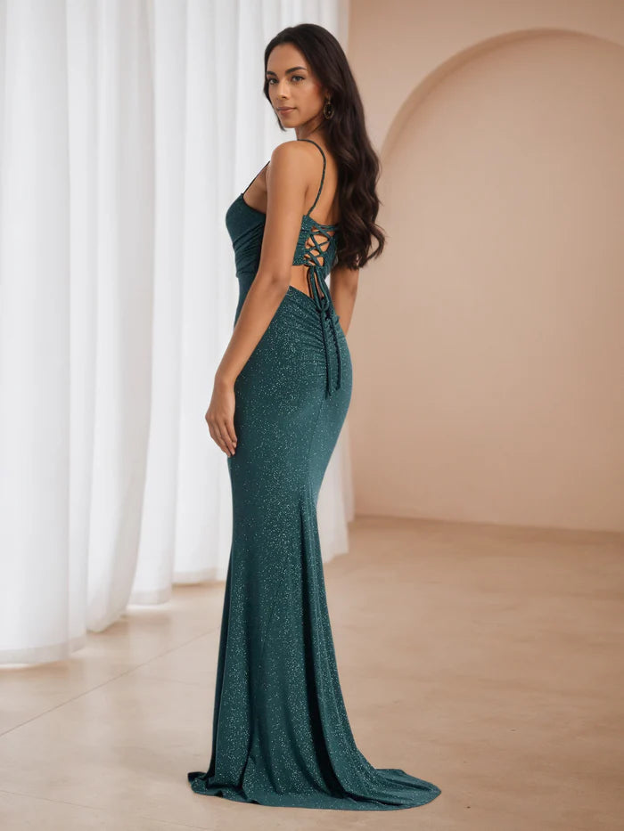 Elegant Peacock Spaghetti Straps Trumpet/Mermaid Prom Dresses