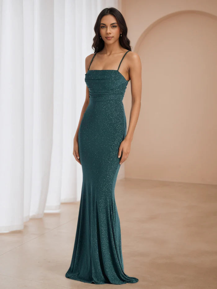 Elegant Peacock Spaghetti Straps Trumpet/Mermaid Prom Dresses