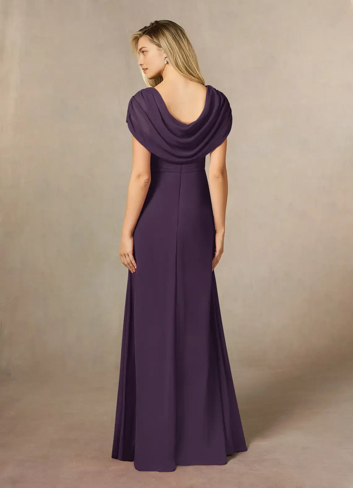 Elegant Plum A-Line Side Slit Chiffon Mother of the Bride Dresses Ruched Ruffle Slit Embellished Detail  for women