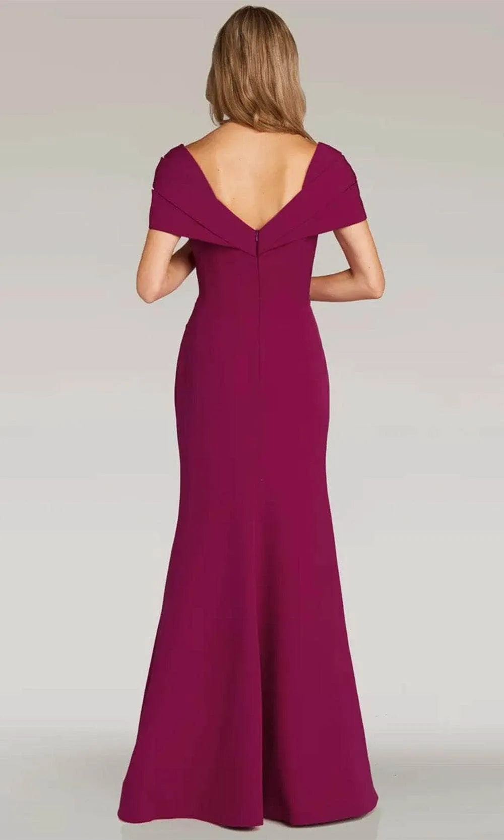 Elegant Plum  Colored Off Shoulder Evening Dresses with Asymmetric Draped Bodice V  Neckline and Mermaid Silhouette for Formal Galas and Special Occasions