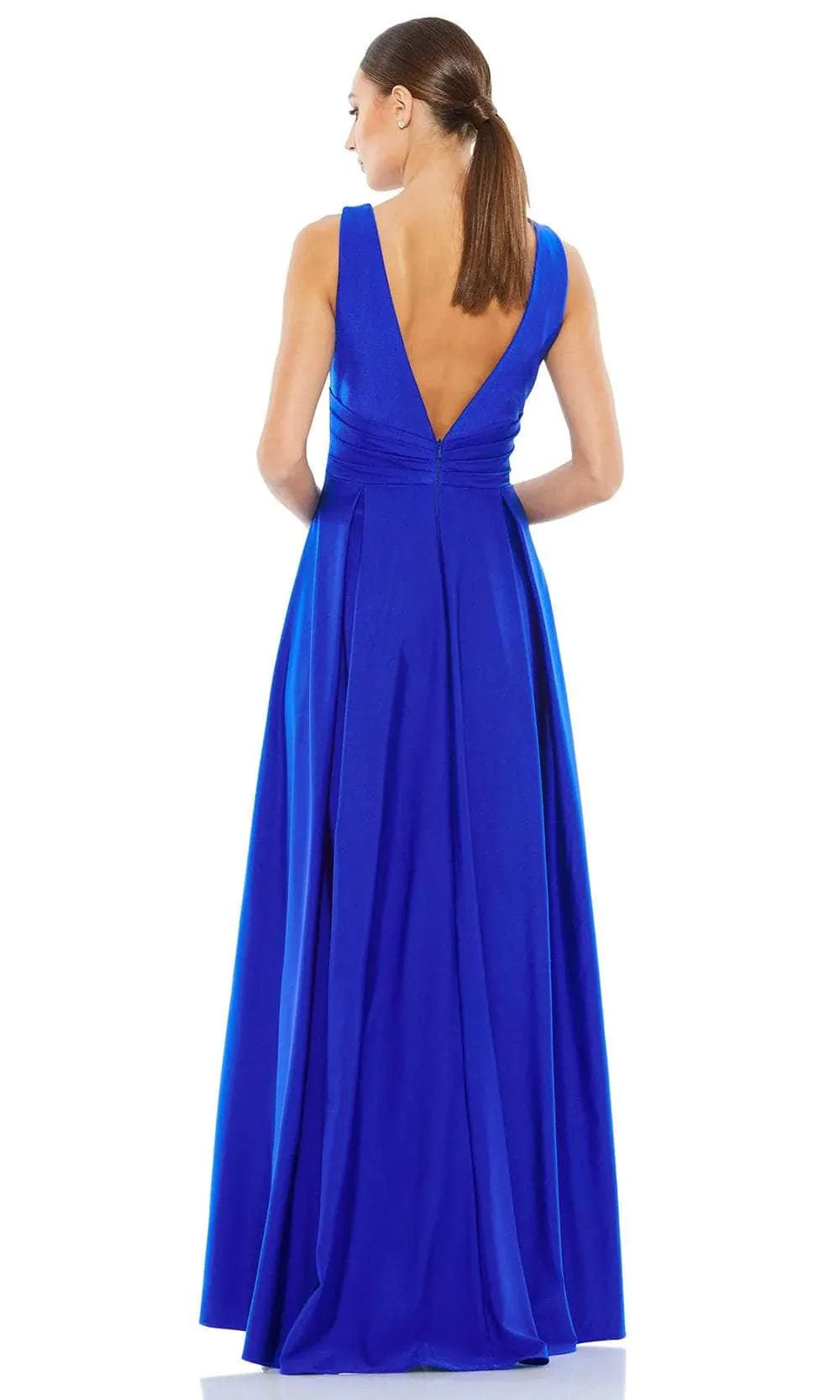 Elegant Royal Blue Prom Dresses Deep V - Neck Cross Wrap Waist High Side Slit A Fusion of Sophistication
