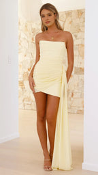 Elegant Ruched Homecoming Dresses Strapless Neckline Asymmetric Hem Side Drape Party Ready Fit  Ideal for Homecoming