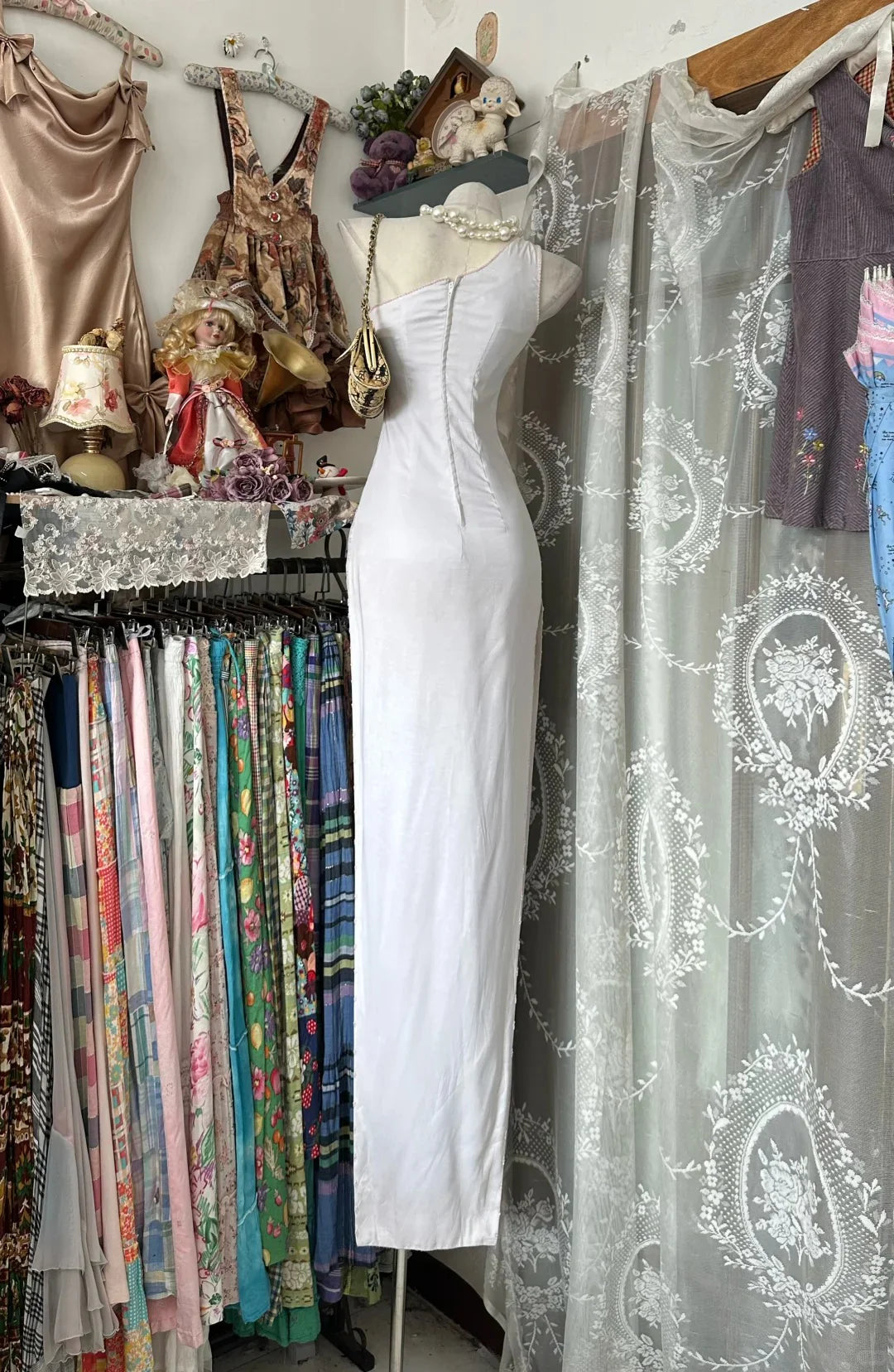 Elegant Sheath One-Shoulder Floral White Maxi Prom Dress