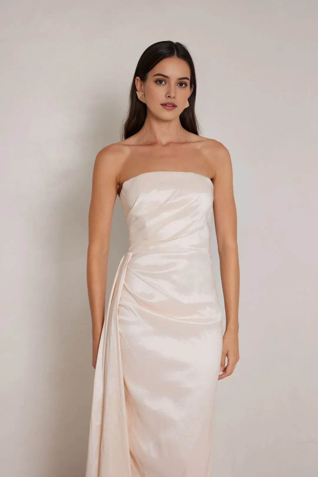 Elegant Sheath Strapless Sleeveless Ruched Back Zip Floor-Length Prom Dresses