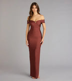 Elegant Sheath Sweetheart Neckline Off-Shoulder Ruched Floor-Length Subtle Side Slit Prom Dresses hot sale