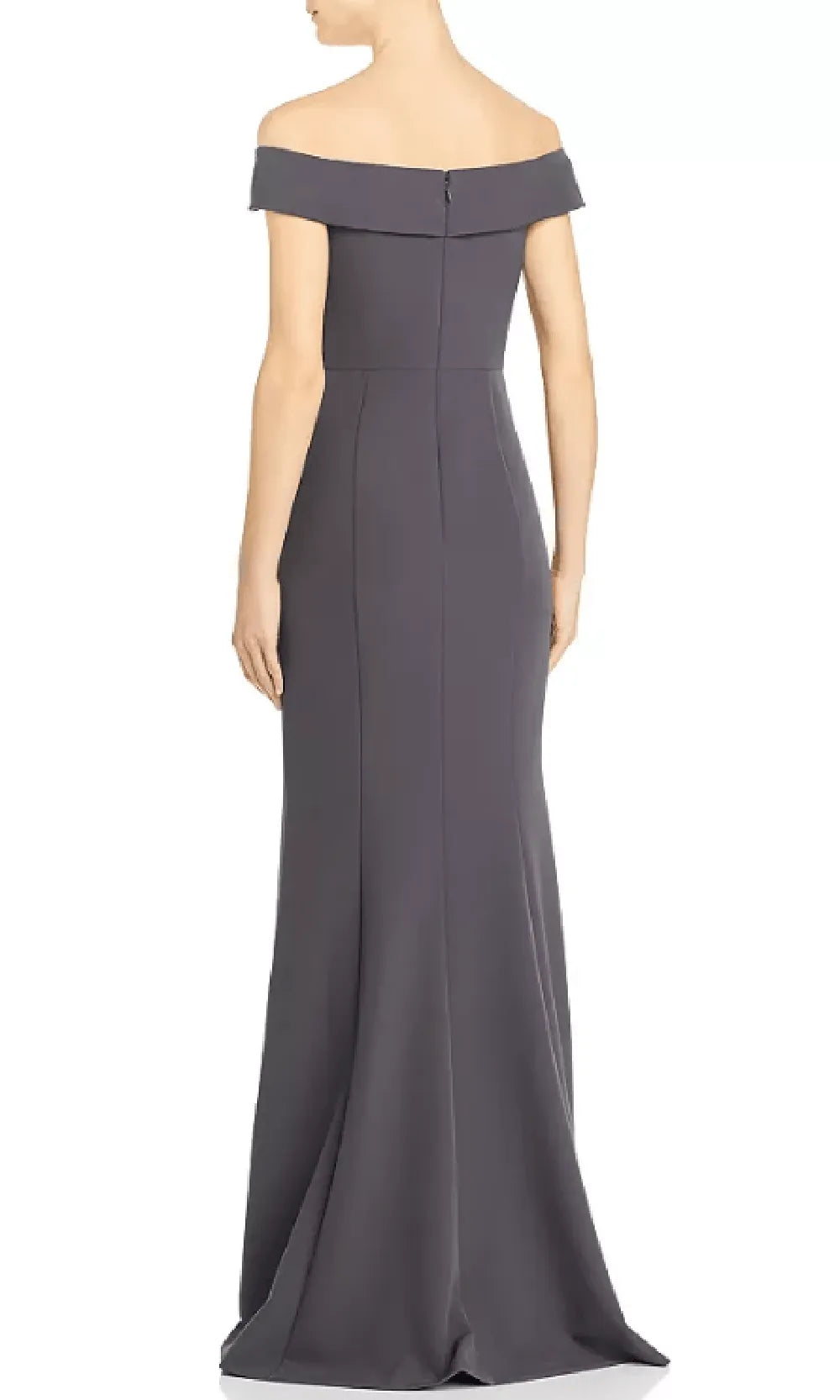 Elegant Slate Gray Off - Shoulder Evening Gown featuring Twist Front Detail  Mermaid Fit and High Slit