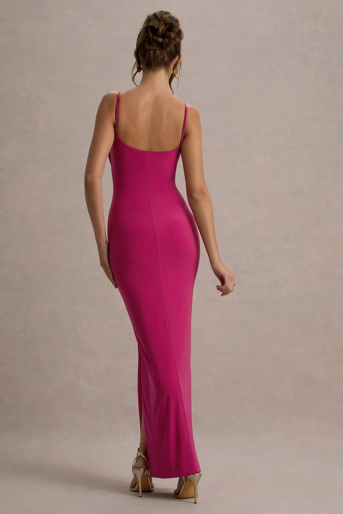 Elegant Spaghetti Strap Gown with Prom Dresses Detailed Cutout and Side Slit for Formal Occasions