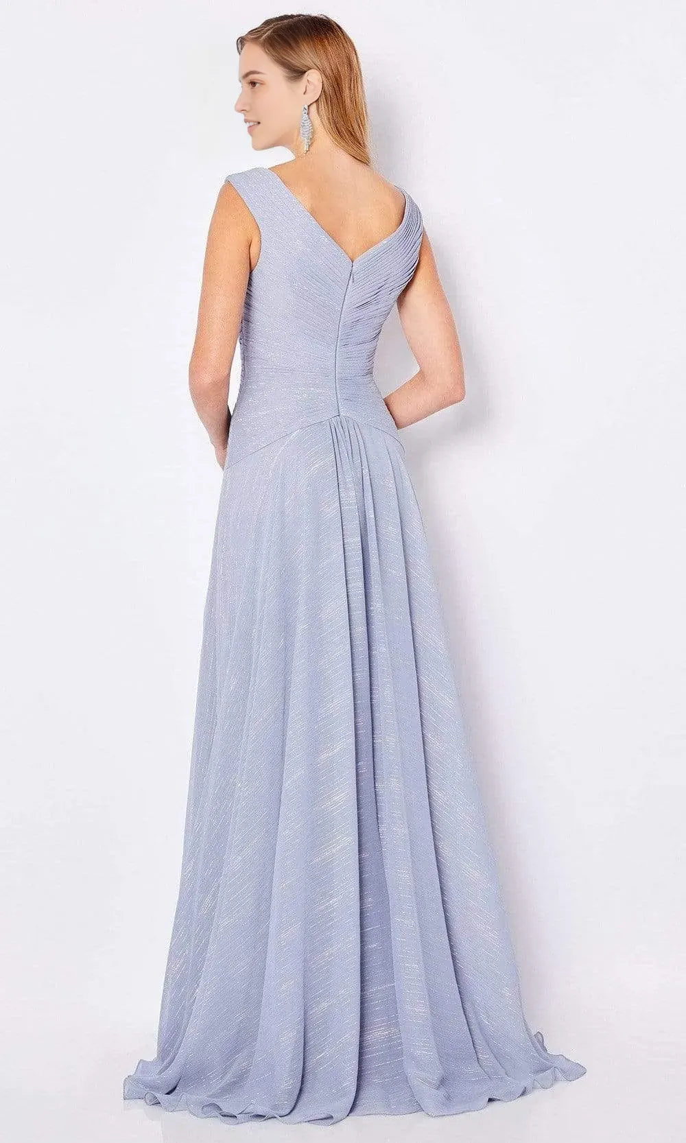 Elegant Teal Shimmering Evening Gown with Deep V - Neckline Pleated Bodice and Flowing A  Line Skirt for Formal Galas and Special Occasions