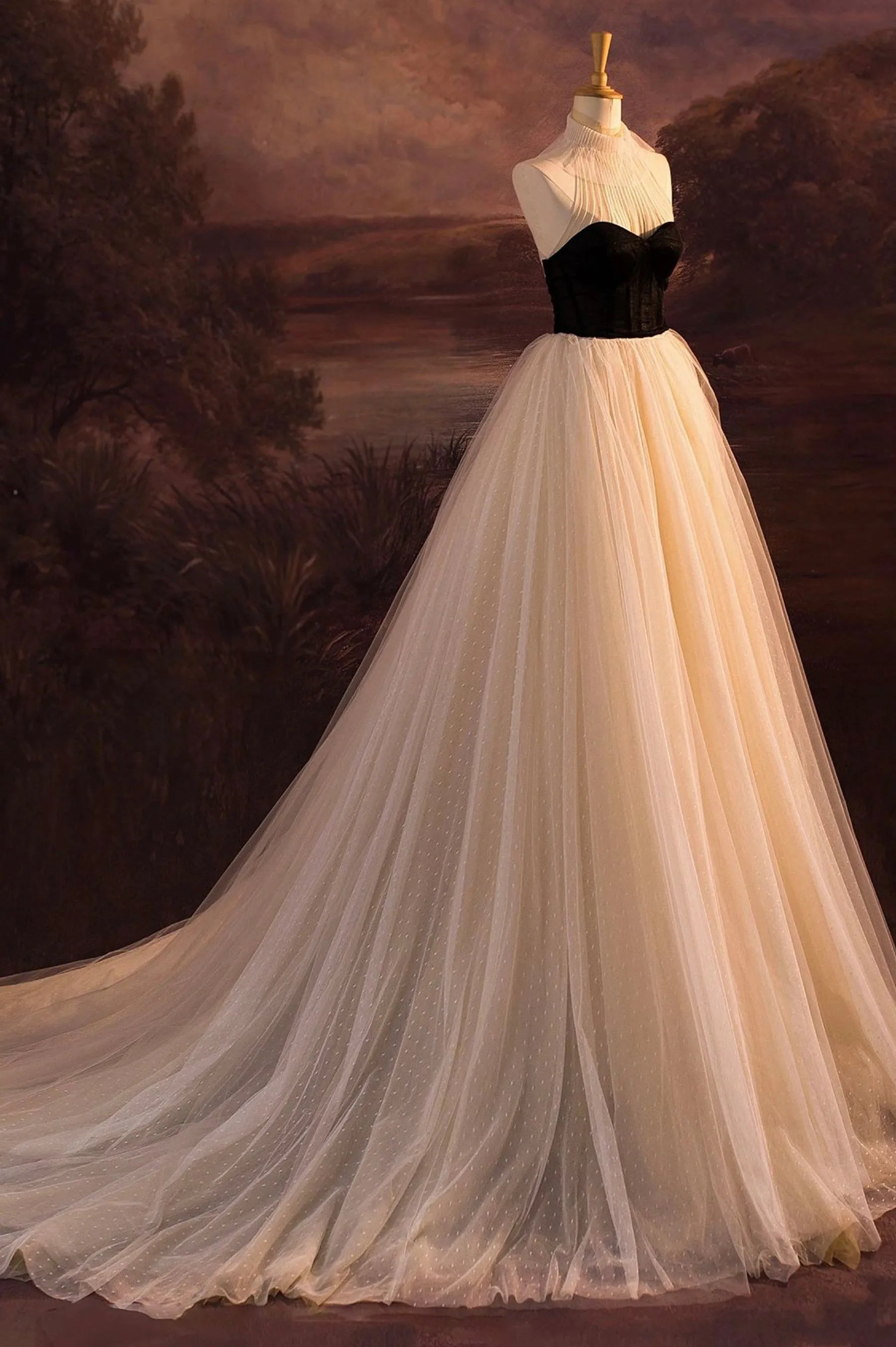 Elegant Tulle Long A-Line Prom Dress Beautiful Evening Party Dress