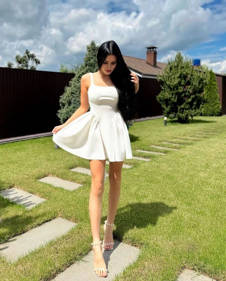 Elegant White A Line Homecoming Dress Short Birthday Outfit