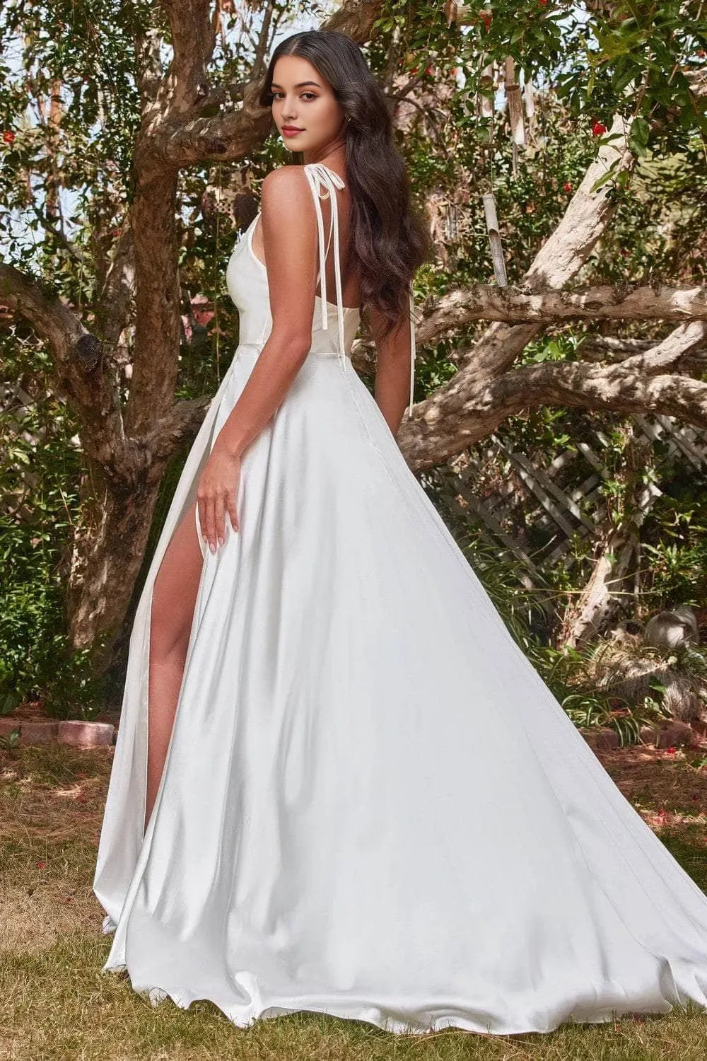 Elegant White Satin Cowl Neck Prom Gown with Spaghetti Straps and Flowy Skirt for Formal Occasions