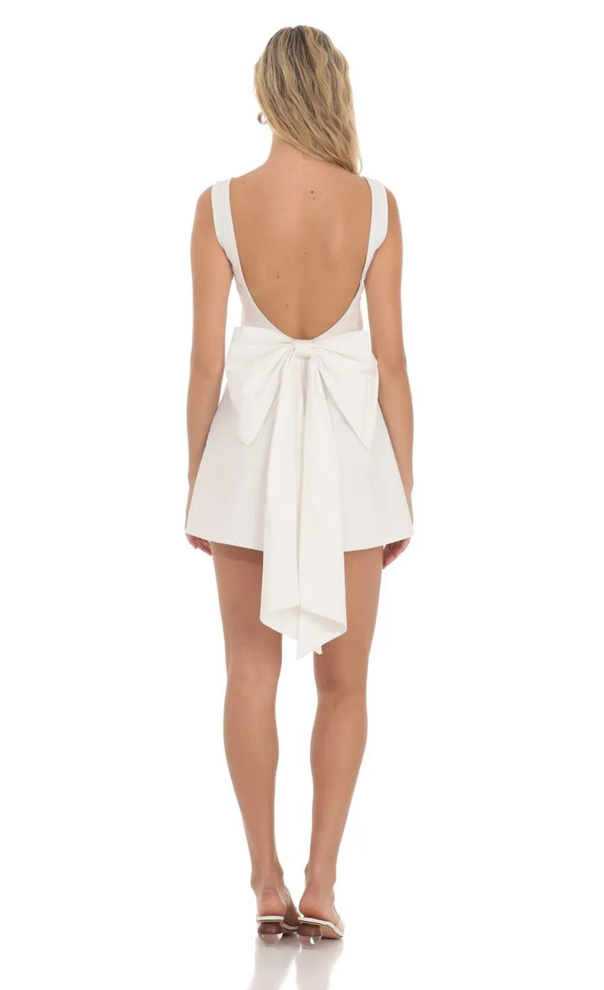 Elegant White Sleeveless Homecoming Dress with Boat Neckline Asymmetric Back Detail  Perfect for School Dances