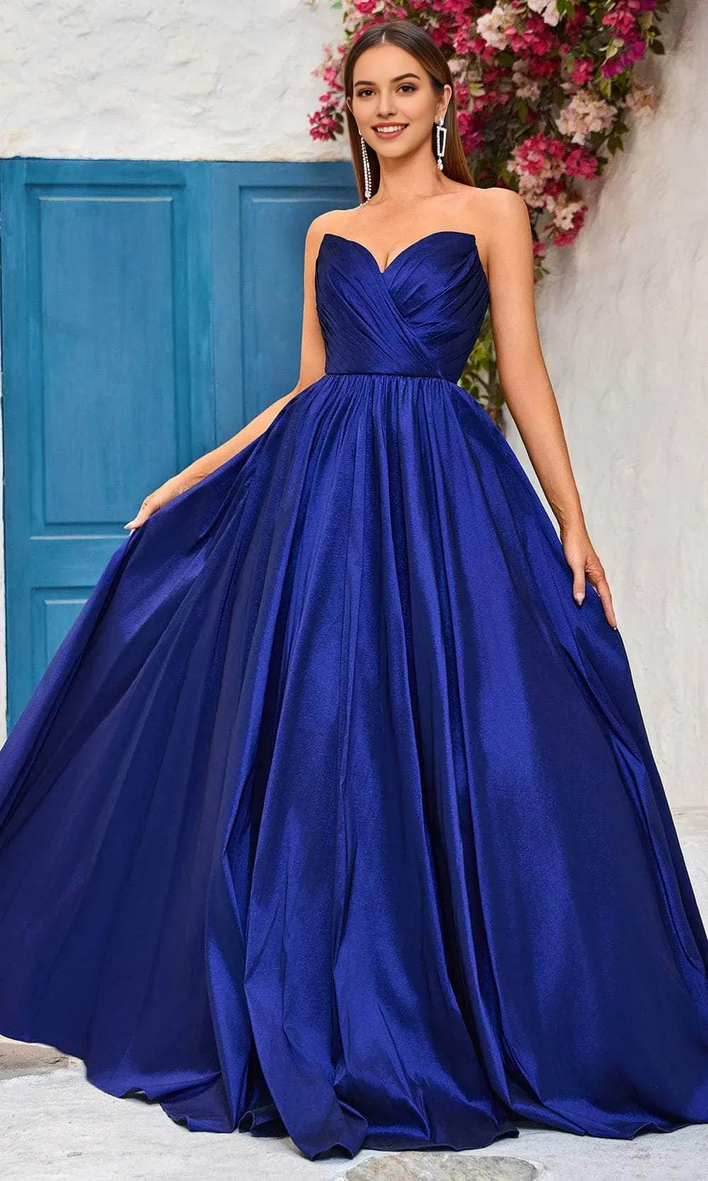 Elegant White Taffeta Evening Dresses with Strapless Sweetheart Neckline  Perfect for Bridal and Formal Occasions