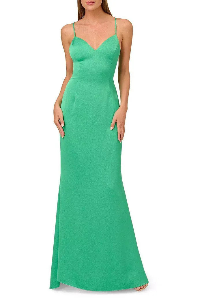 Emerald Green Satin Evening Dress with Spaghetti Straps Sweetheart Neckline and Mermaid Silhouette for Glamorous Occasions