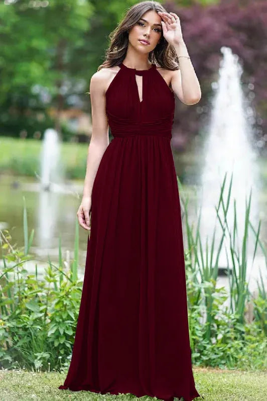 Ethereal A-line Halter-neck Sleeveless Ruched Lilac Floor-length Prom Dress for Women Ready to Ship