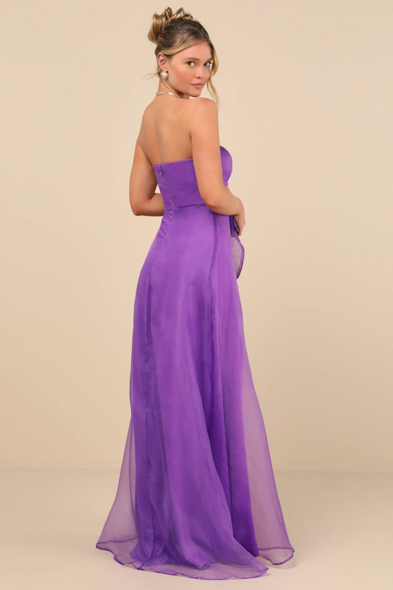 Exquisite Ease Teal Green Organza Strapless Ruffled Evening Dresses