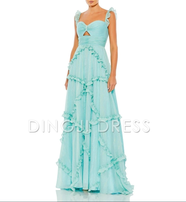 DingJiDress Charming A Line Sweetheart Long with Ruffles Fashion Cute Prom Dress