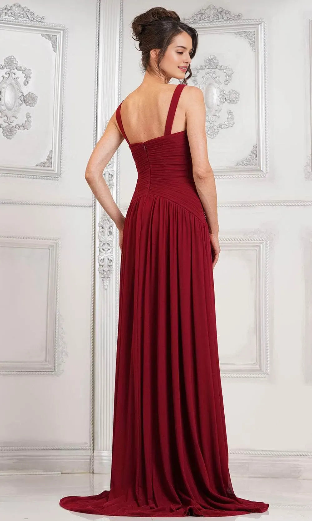 Fashion Burgundy Chiffon Evening Dress with Sweetheart Neckline Ruched Bodice and Flowy Maxi Skirt for Formal Occasions