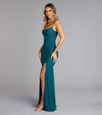 Fashionable Mermaid Square Neck Spaghetti Straps Lace-Up Floor-Length High front slit Prom Dresses