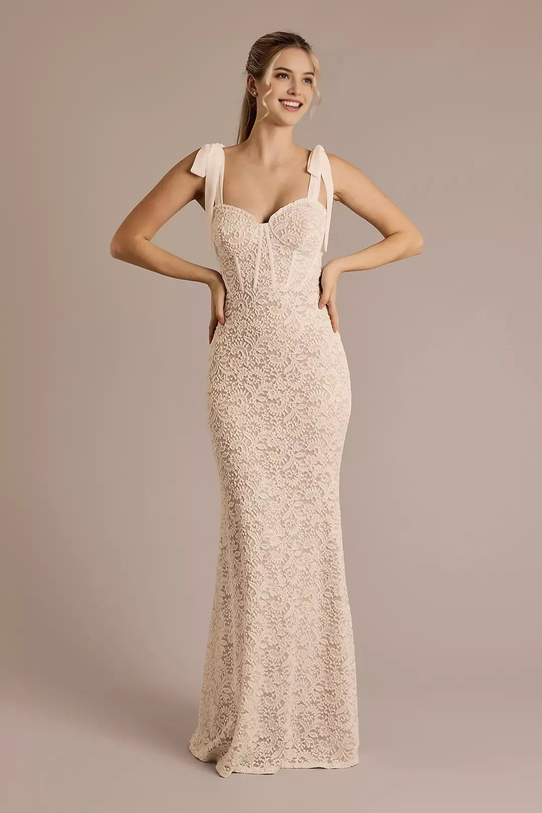 Fashionable long lace camisole back lace up dance dress