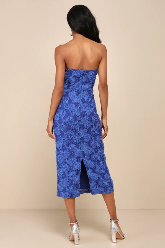 Floral Applique Strapless Party Dresses