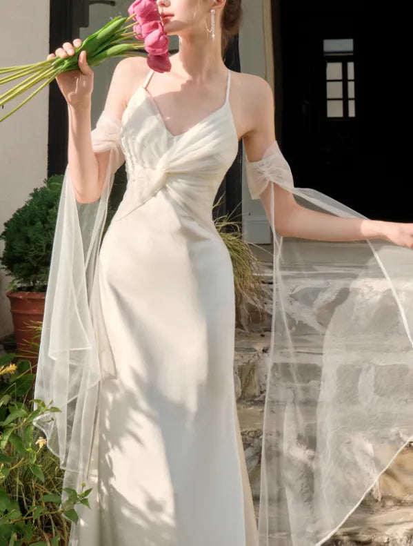 French tulle satin suspender dress party mermaid dress