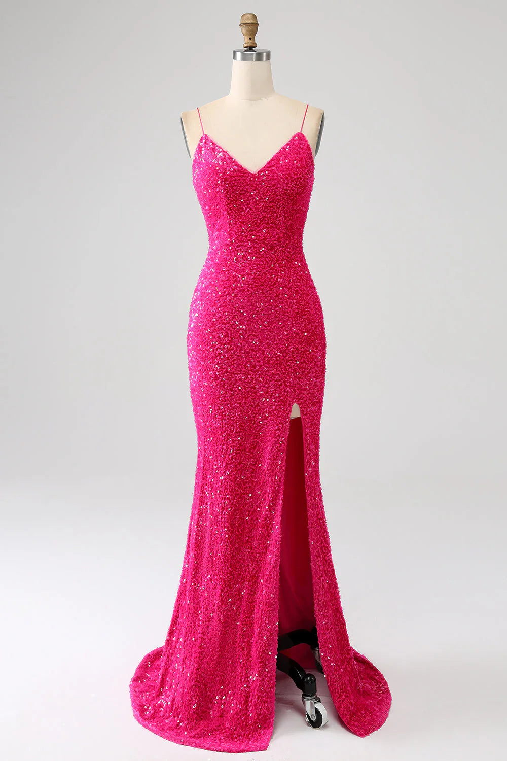 DingJiDress Prom Dress V-Neck Mermaid Cultivate oneself Spaghetti Straps Sequin Side Fork Long Formal Women's Dresses Wedding Guests Dresses