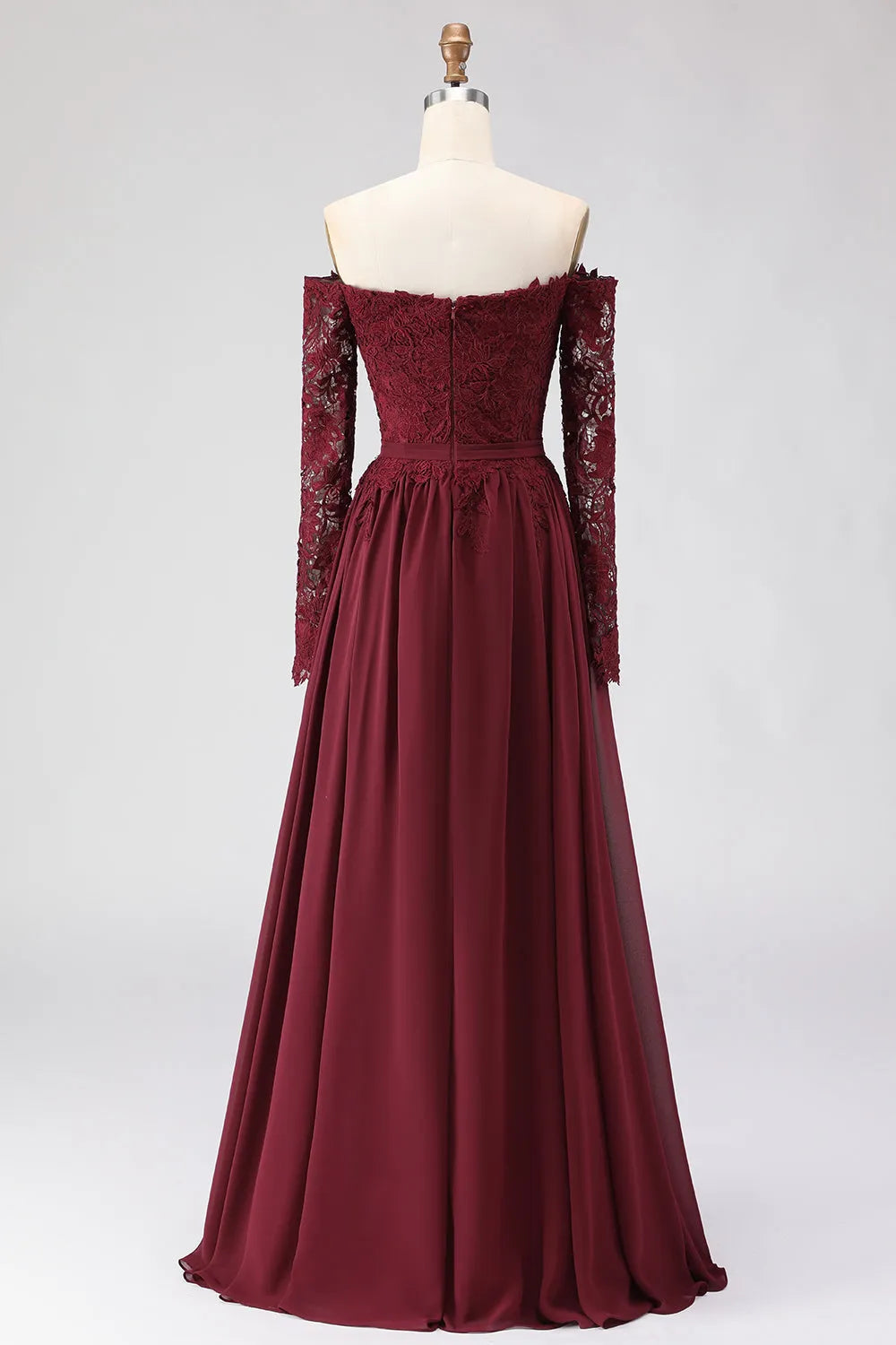 Glamorous A-Line Sweetheart Neck Off Shoulder Long Sleeves Zipper Back Floor-Length Mother of the Bride Dresses