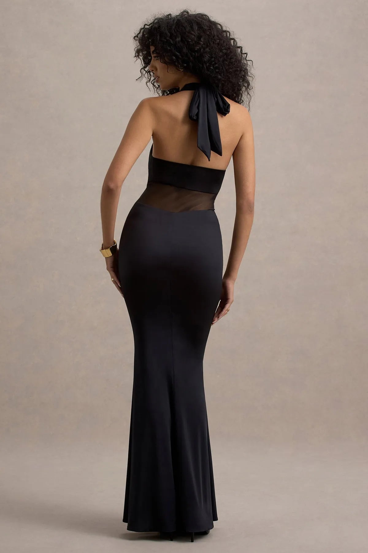 Glamorous Black Halter Neck Prom Dresses with Twist Front Sheer Cutouts Perfect for Prom Nights