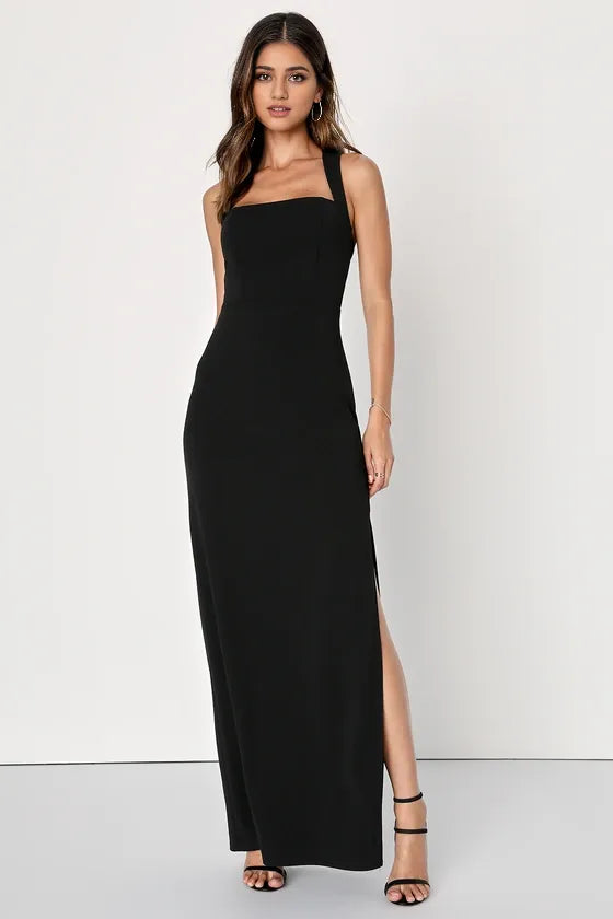 Glamorous Dedication Blue Sleeveless Column Evening Dresses