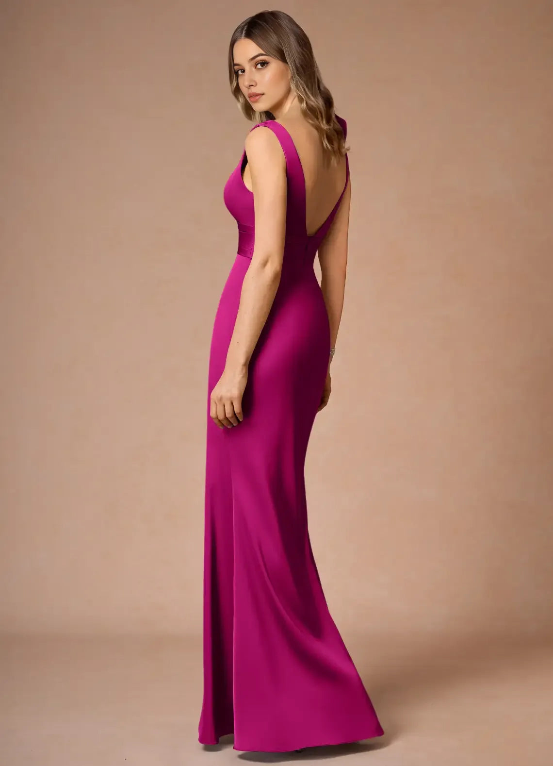 Glamorous Fuchsia Prom Gown with Plunging V - Neck One - Shoulder Bow Detail and Slim - Fitting Skirt for Memorable Events