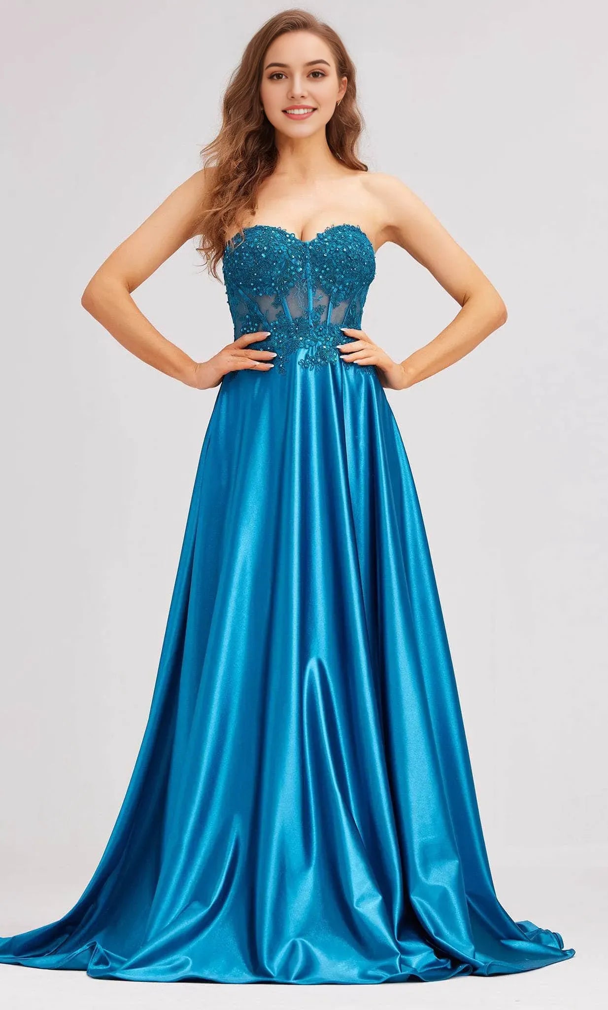 Glamorous Fuchsia Strapless Satin Evening Dresses with Lace Embellished Bodice Side Slit and Pockets Perfect for Proms Galas and Formal Soir¨¦es