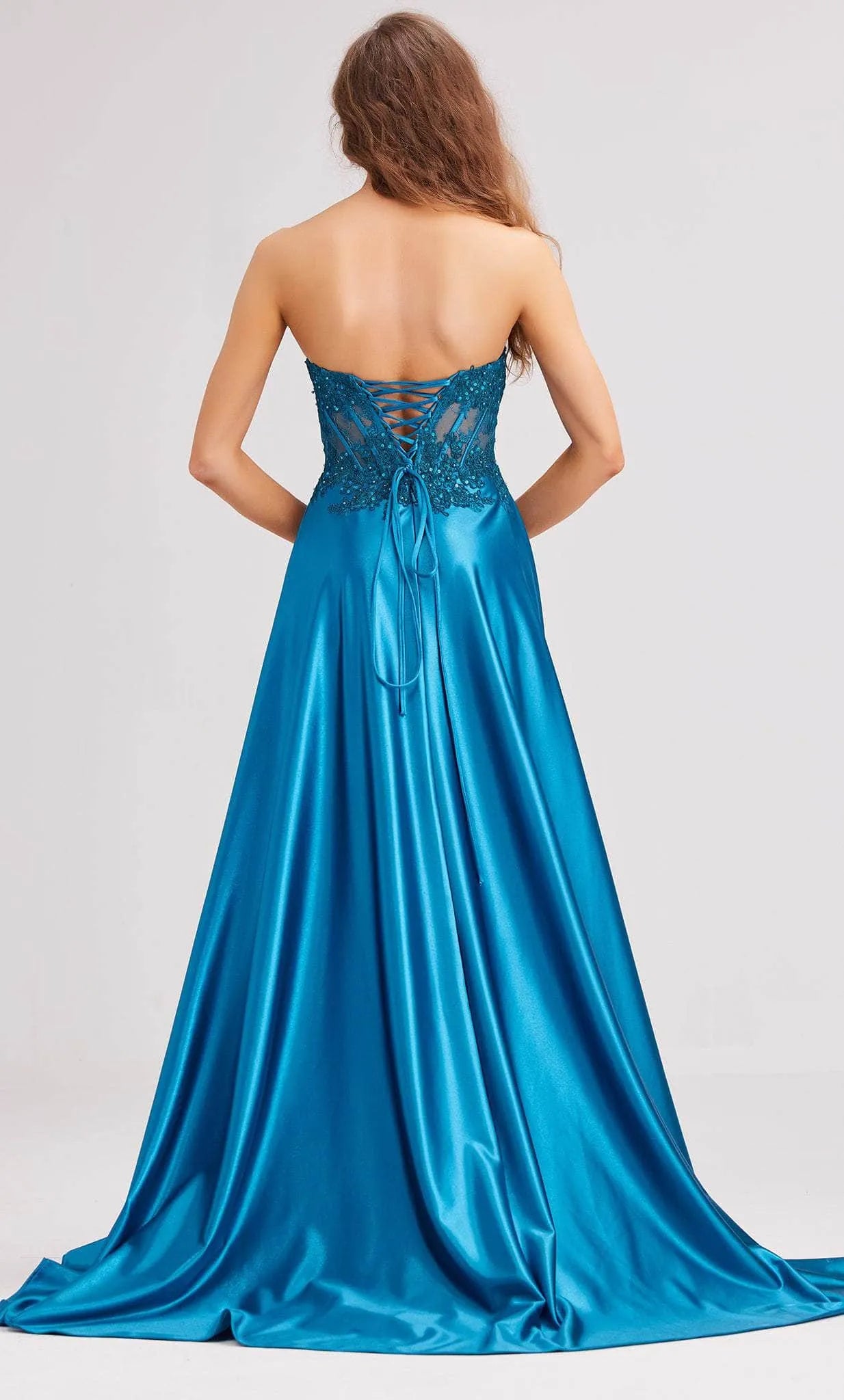 Glamorous Fuchsia Strapless Satin Evening Dresses with Lace Embellished Bodice Side Slit and Pockets Perfect for Proms Galas and Formal Soir¨¦es