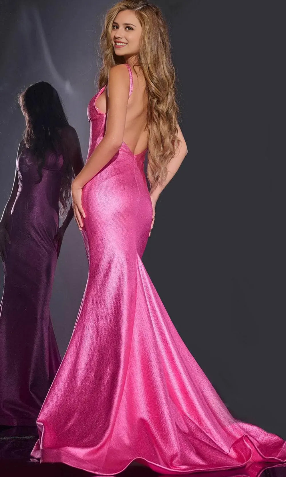 Glamorous Hot Pink Mermaid Prom Dress with Spaghetti Straps Sweetheart Neckline - Shimmering Evening Gown for Formal Events