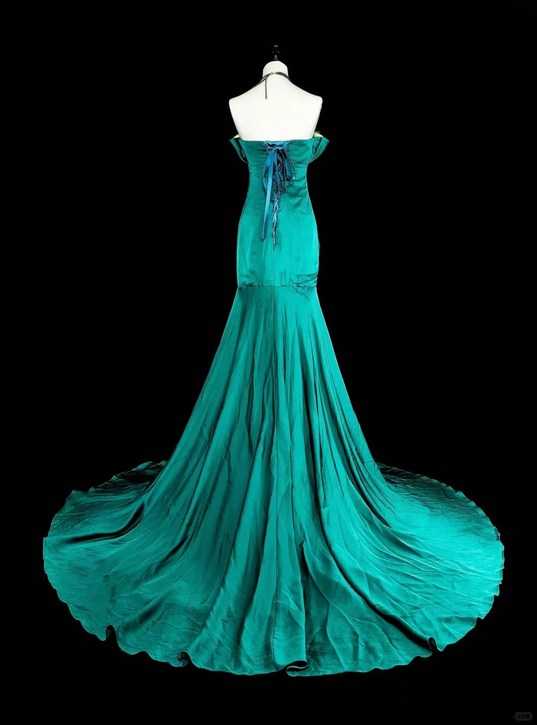 Glamorous Mermaid Strapless Ruched Teal Maxi Prom Dress
