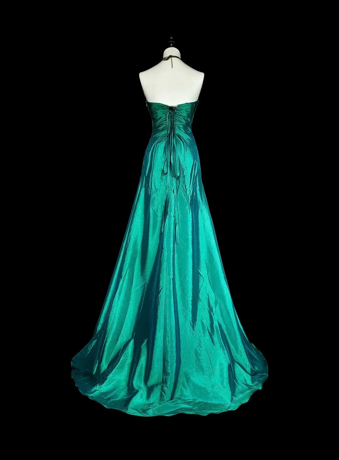Glamorous Mermaid Strapless Sleeveless Beaded Teal Maxi Prom Dress