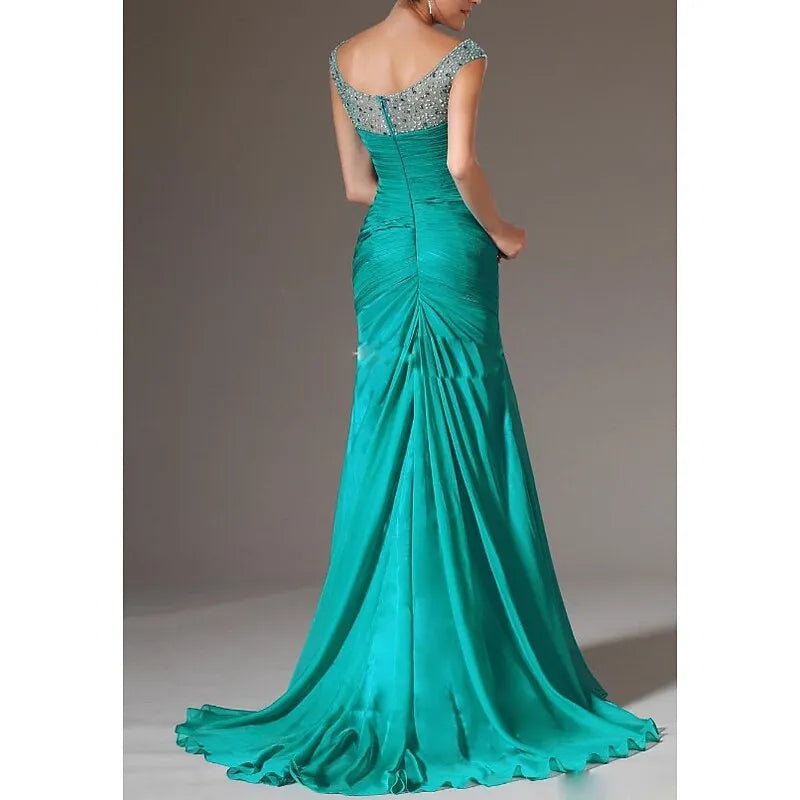 Glamorous Mermaid Sweetheart Neck Sleeveless Beaded Emerald Green Maxi Prom Dress for Women Hot Sale