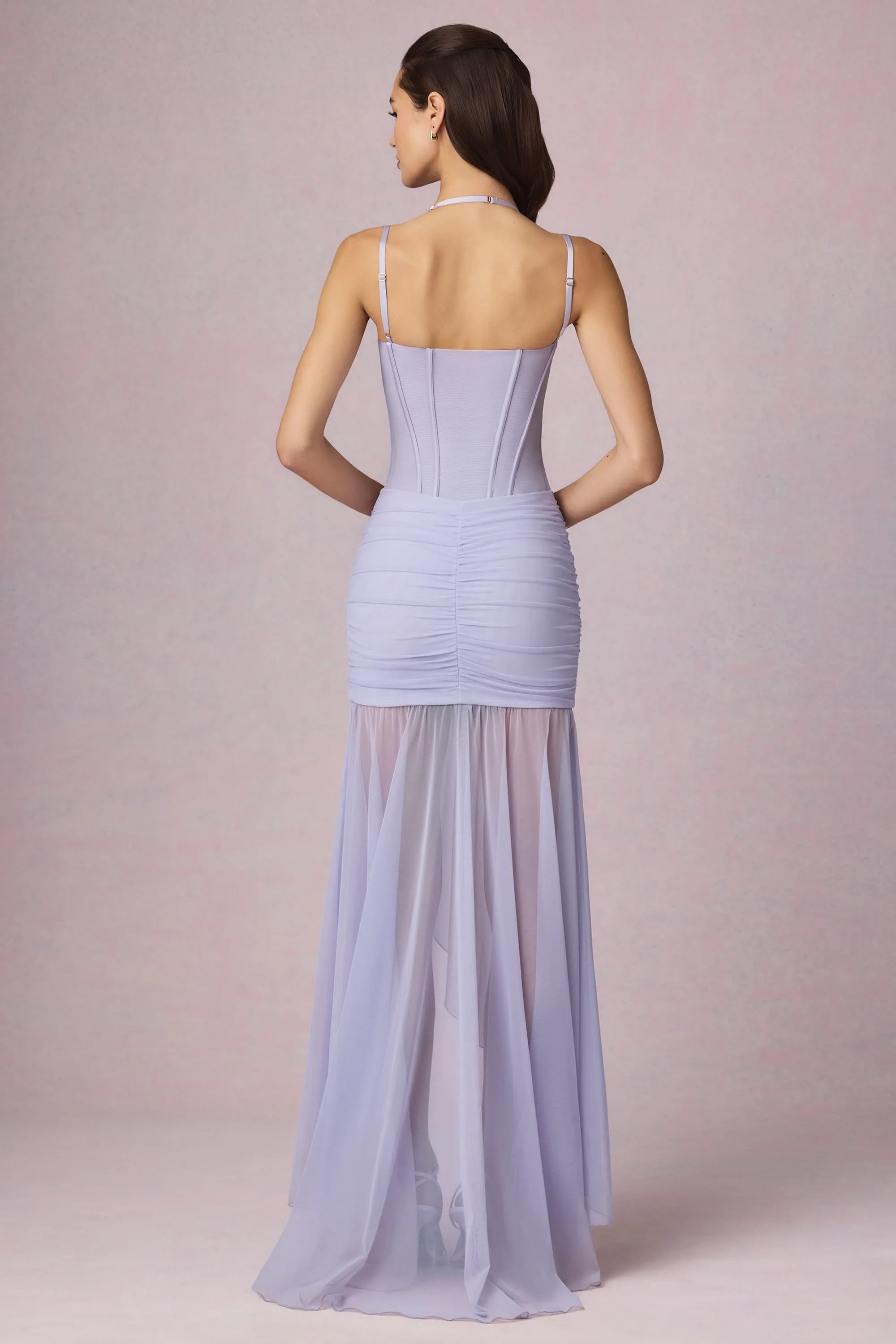 Glamorous Mermaid Sweetheart Neck Spaghetti Strap Halter Back High Slit Floor Length Formal Prom Dresses
