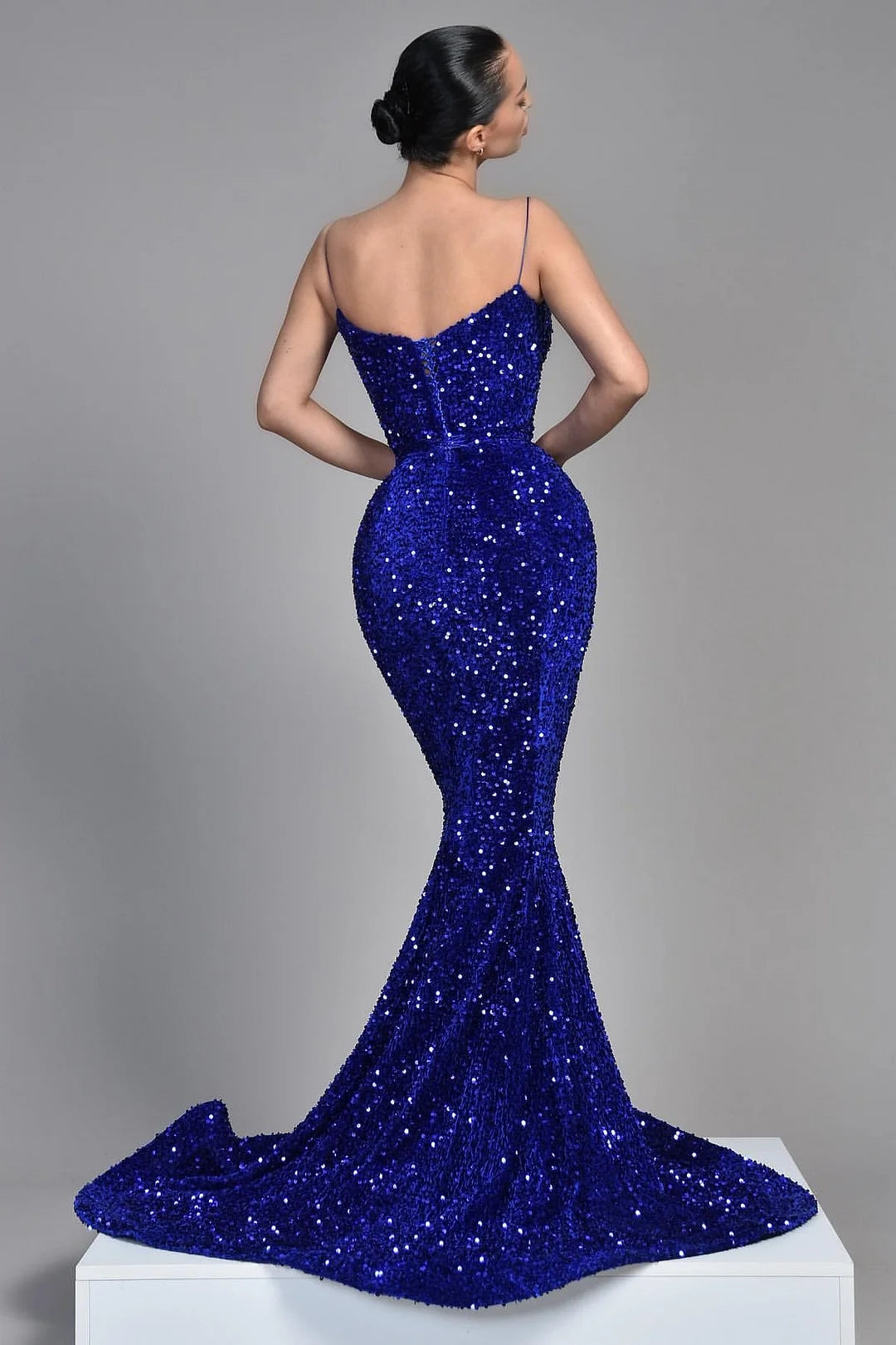 Glamorous Mermaid Sweetheart Spaghetti Strap Royal Blue Prom Dress