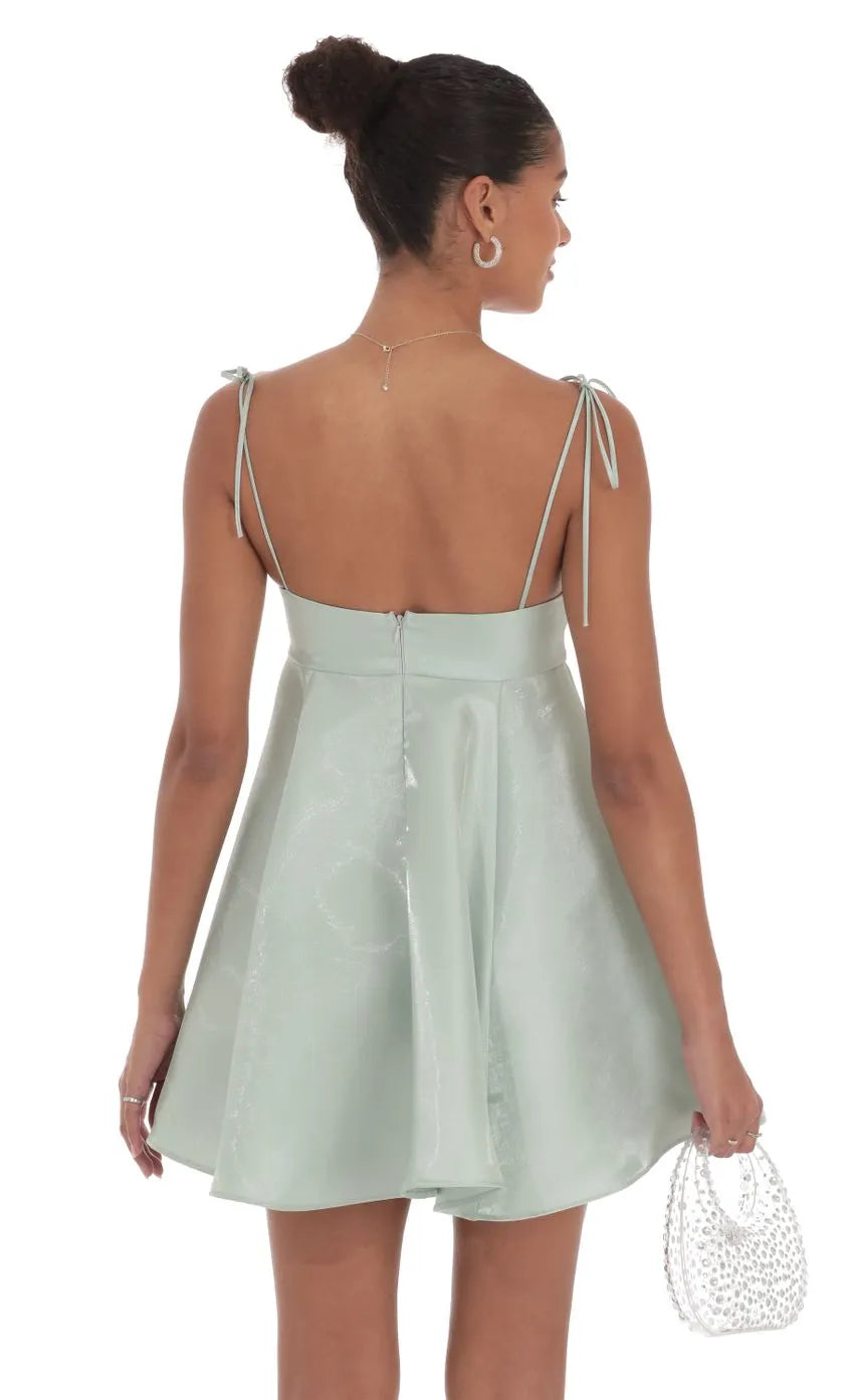 Glamorous Mint Satin Homecoming Dresses Tie Up Straps Flared Silhouette Elevate Style at High School Celebrations