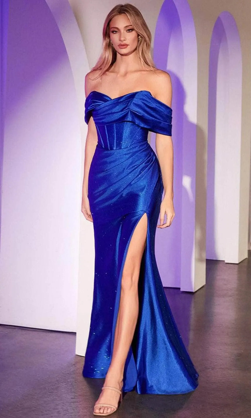 Glamorous Off - Shoulder Black Satin Mermaid Prom Dress with High Slit for Elegant Evening Events