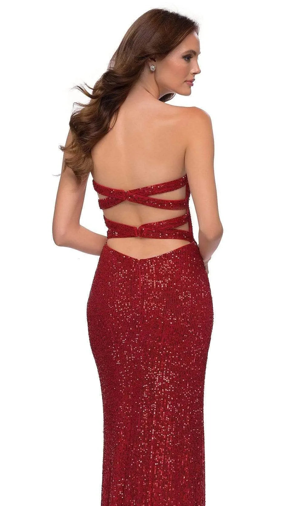 Glamorous Red Sequin Strapless Prom Dress with High Side Slit for Sparkling Evenings