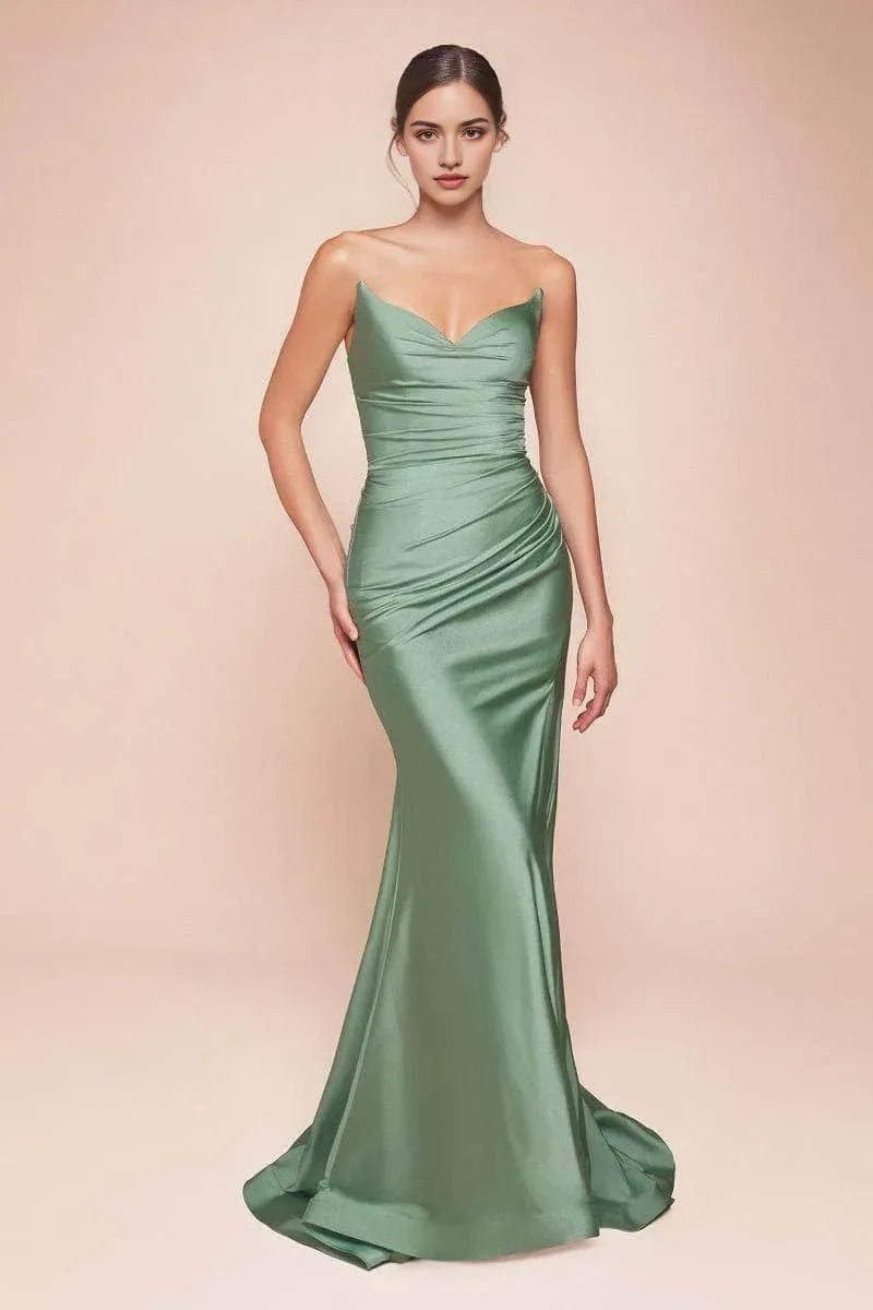 Glamorous Ruched Satin Mermaid Gown in Blush Pink Sweetheart Neckline Side Slit Ideal for Prom Nights