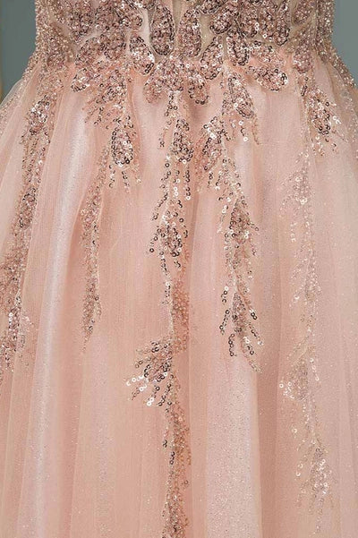 Glamorous Sequins V-Neck Long Evening Prom Dress Floor Length