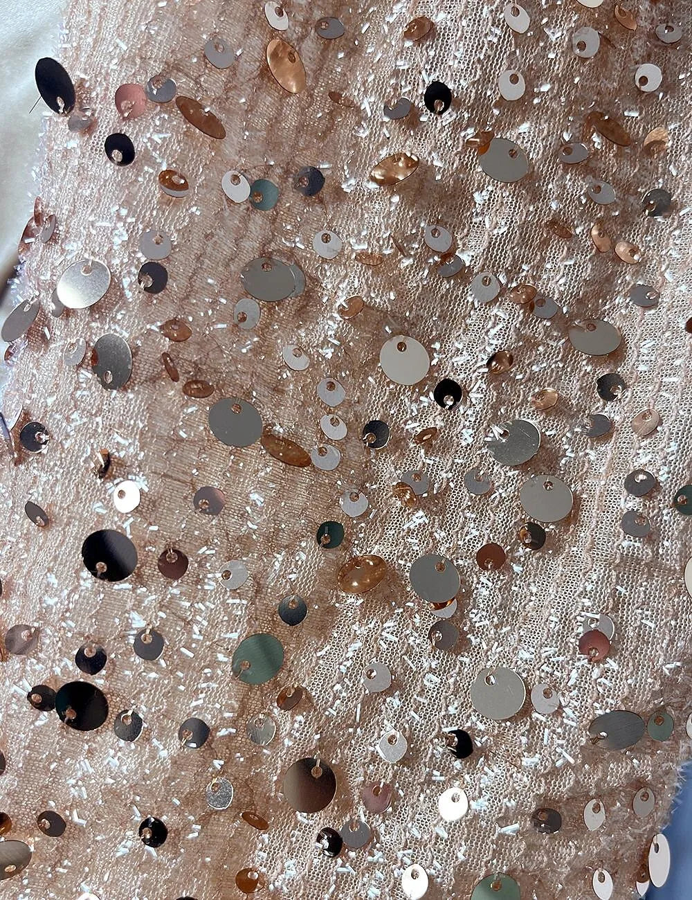 Glamorous Sheath Off-Shoulder Long Sleeve Sequin Embellished Champagne Floor-Length Prom Dress For Women Ready To Ship