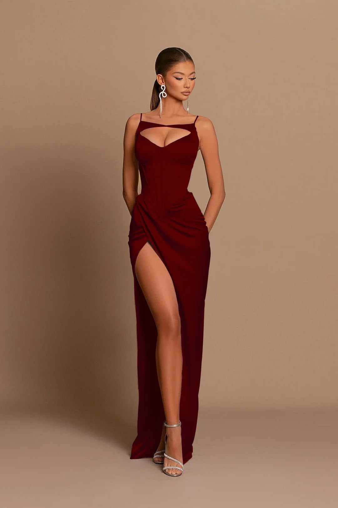 Glamorous Sheath Spaghetti Strap Corset Lavender Floor-Length Prom Dress