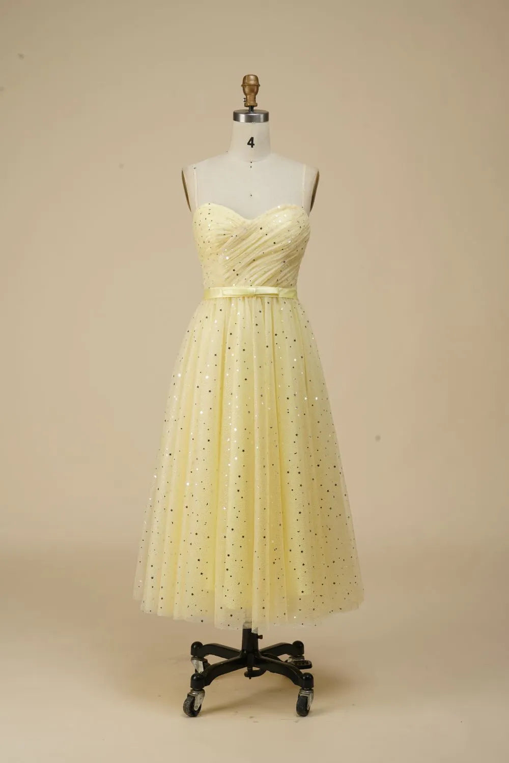 DingJiDress Glitter A-line Spaghetti Straps Party Dress With Belt