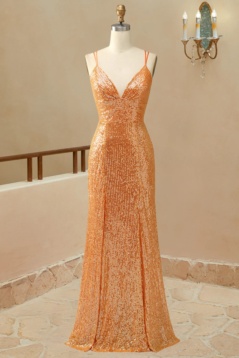 DingJiDress Prom Dresse Straps Mermaid Sequins With Slit