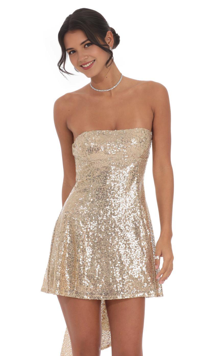 Gold Sequin Strapless Homecoming Dress Sparkling Showstopper
