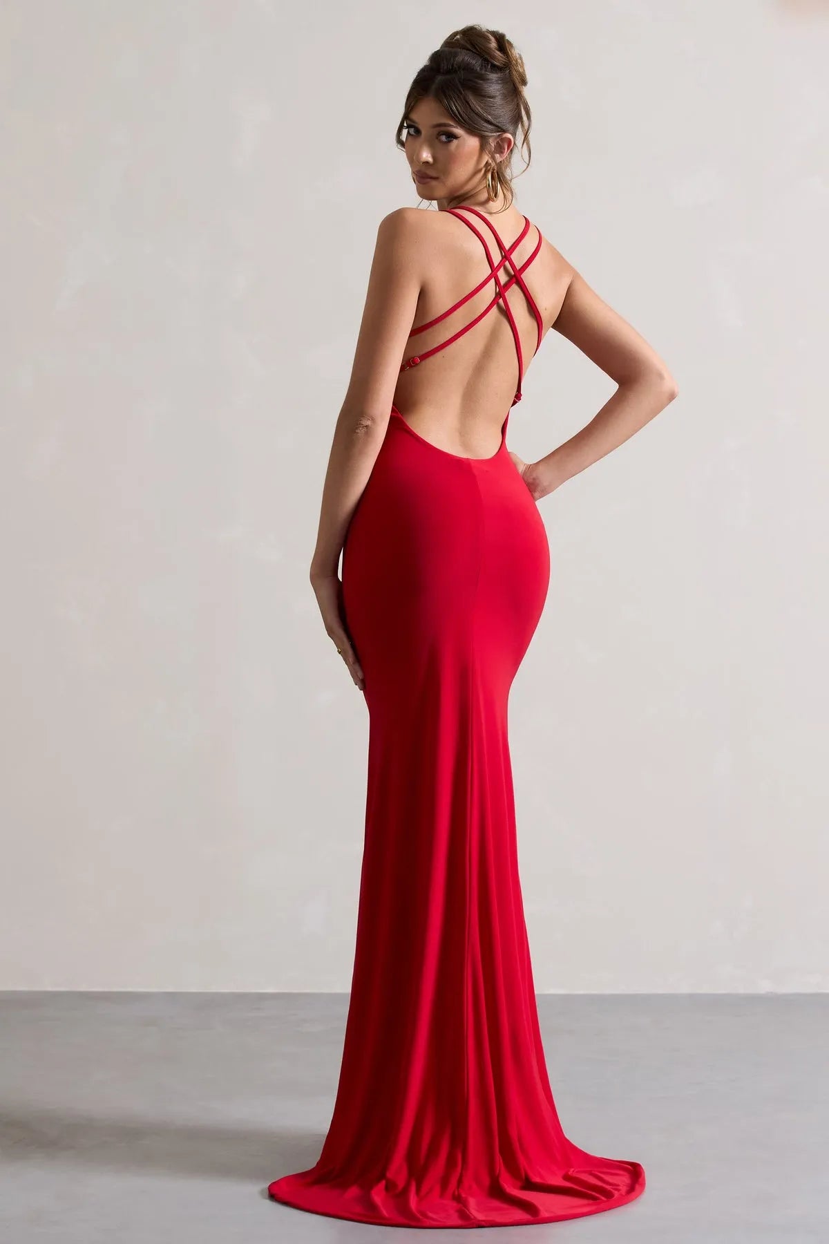 Gorgeous Ruby Red Form - Fitting Prom Dresses with Plunging V - Neck Double Straps Flattering Ruching and Striking Crafted to Dazzle at High  End Balls Stylish Gala Nights and Unforgettable Black Tie Occasions